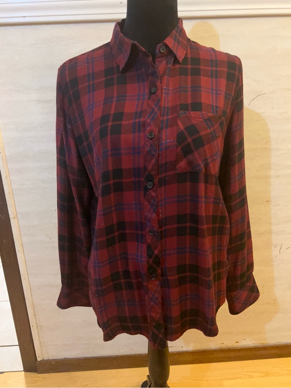 Rails Hunter Plaid Button-Up Shirt, Metallic Shimmer Threading